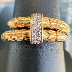 John Hardy Chain Classic Spear Single Coil 14K Yellow Gold & 0.08 CTW Natural Di